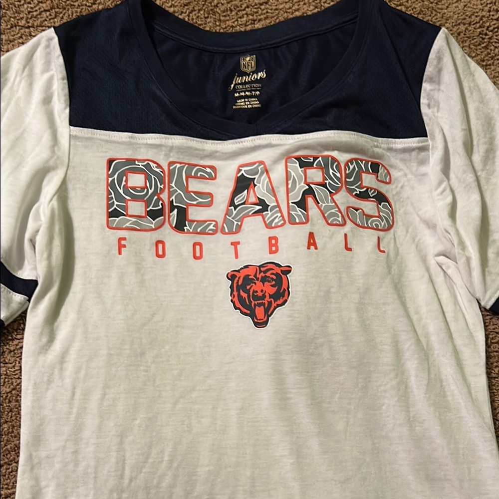 NFL Chicago Bears Football Juniors Shirt - White and Navy (NWT)